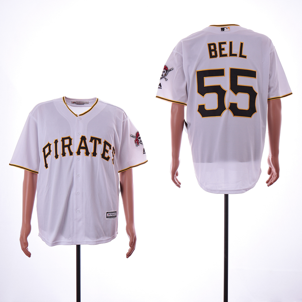 Men Pittsburgh Pirates #55 Bell White Game MLB Jerseys->pittsburgh pirates->MLB Jersey